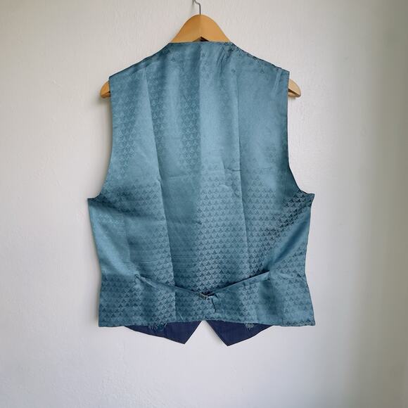 Ted Baker Men’s Wool Vest Navy Waistcoat with Patterned Lining V‑Neck Button 44R - Picture 5 of 10